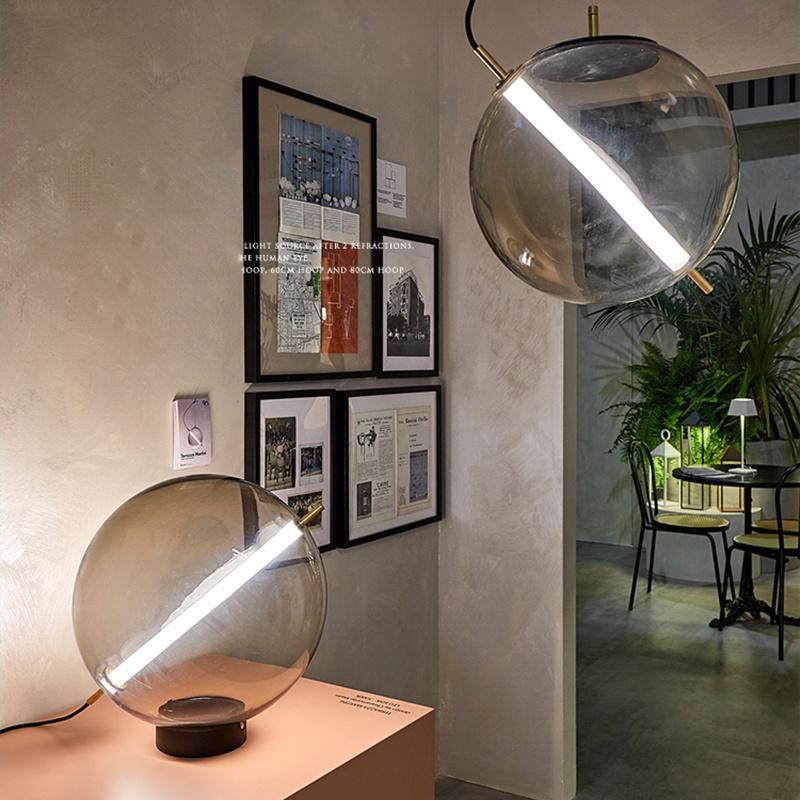 Spherical Transparent Lampshade Table Lamp Bedroom Bedside Lamp Nightstand Light
