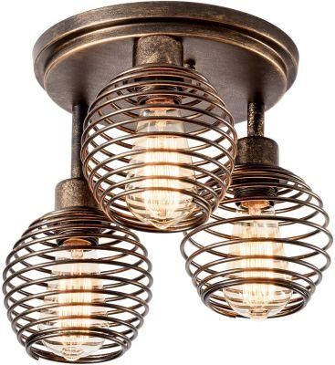 Retro Industrial Spiral Hollow Wrought Iron Cage Vintage Ceiling Light
