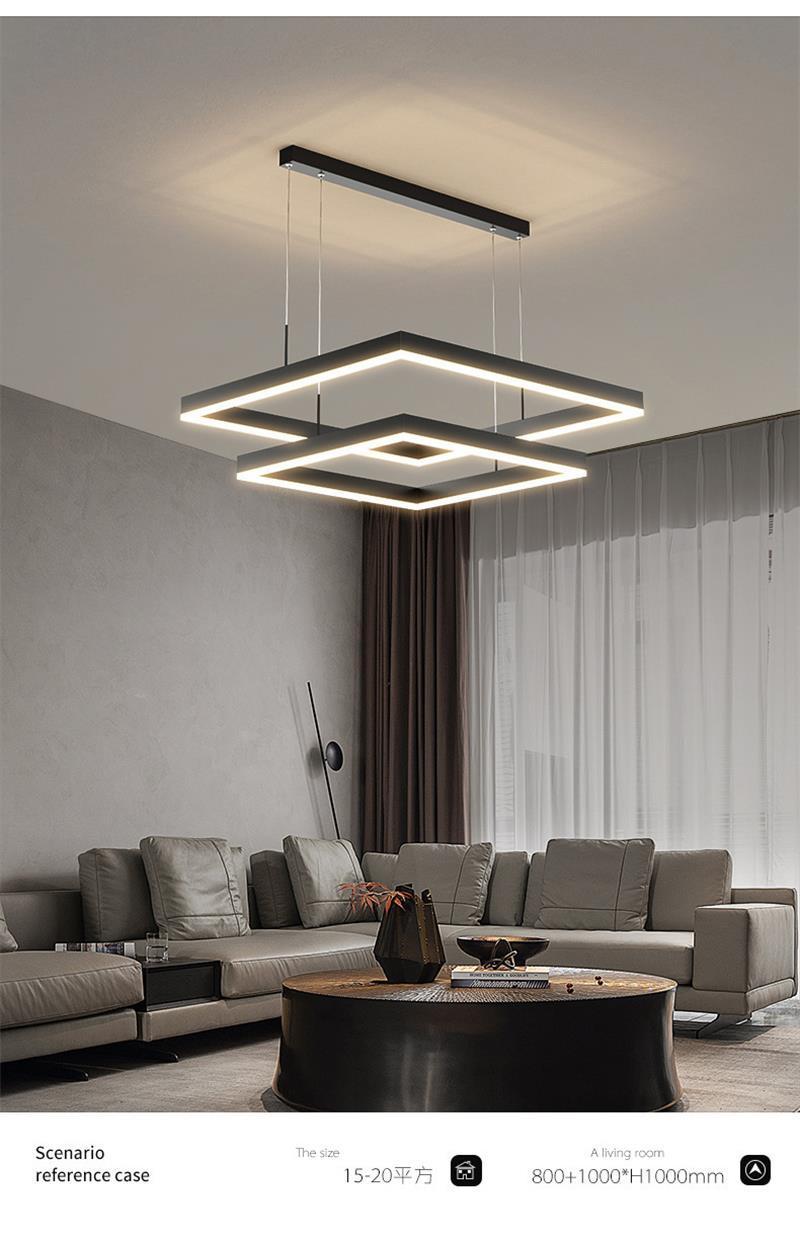 Modern Minimalist Double-Layer Square Decorative Lamp Living Room LED Chandelier