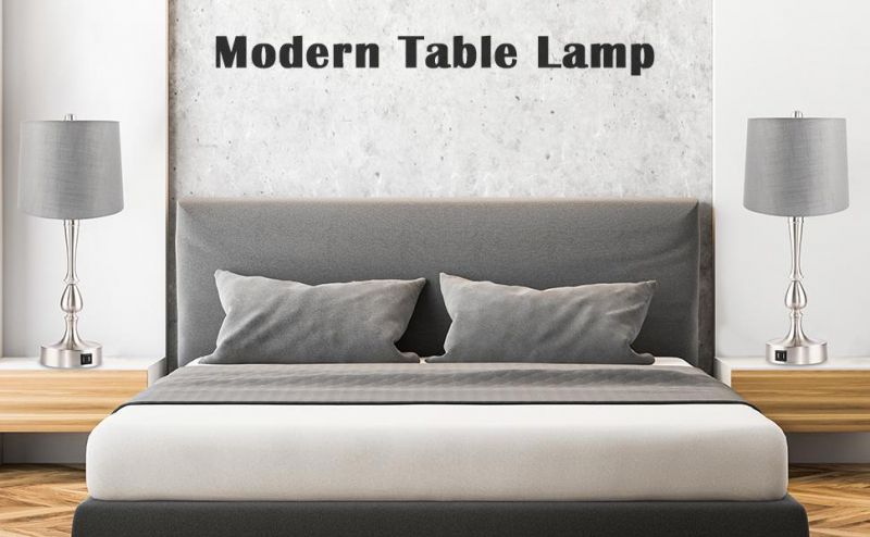3-Way Dimmable Touch Control Table Lamp with Dual USB Charging Ports Bedside Touch Lamp Modern Accent Lamp Bedroom Nightstand Lamp
