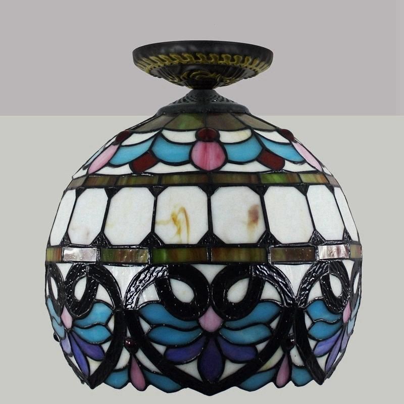 European-Style Lovely Baroque Tiffany Multi-Color Glass Restaurant Bedroom Corridor Retro Ceiling Light (WH-TA-24)