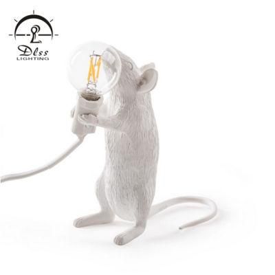 White Resin Animal Little Mouce Table Lamp