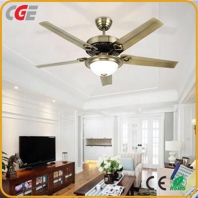 Modern Decorative DC Motor Iron 5 Blades LED Ceiling Fan 52 Inch LED Ceiling Fan Light