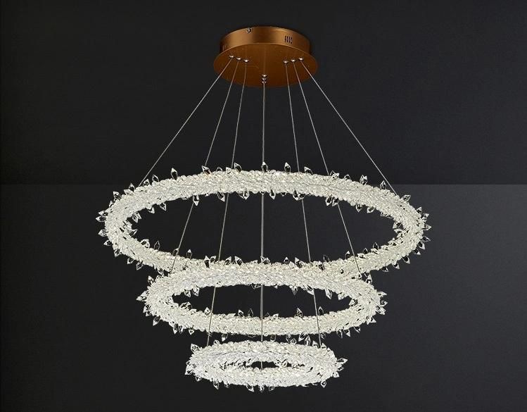 Modern Wedding or Party Crystal Chandelier LED Round Circle Hanging Lamp Ring Pendant Lighting Zf-Cl-097