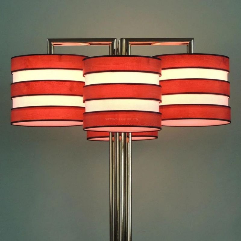 Decorative Modern Wood Veneer Fabric Shade Table Lamp for Public Area