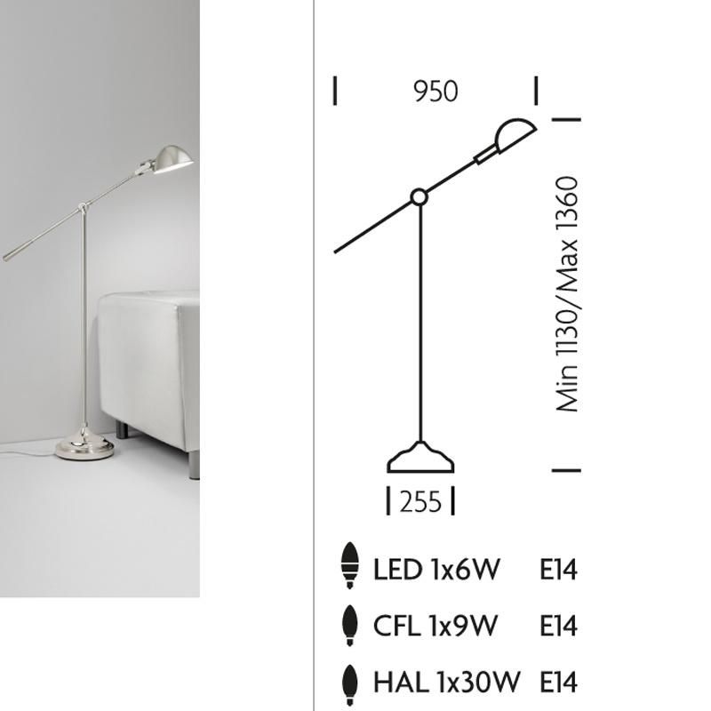 Interior Decorative Metal Reading Floor Light for Bedside or Study