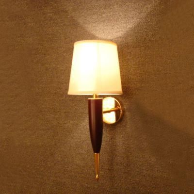Beige Fabric Lamp Shade and Wood Lamp Body Wall Lamp.