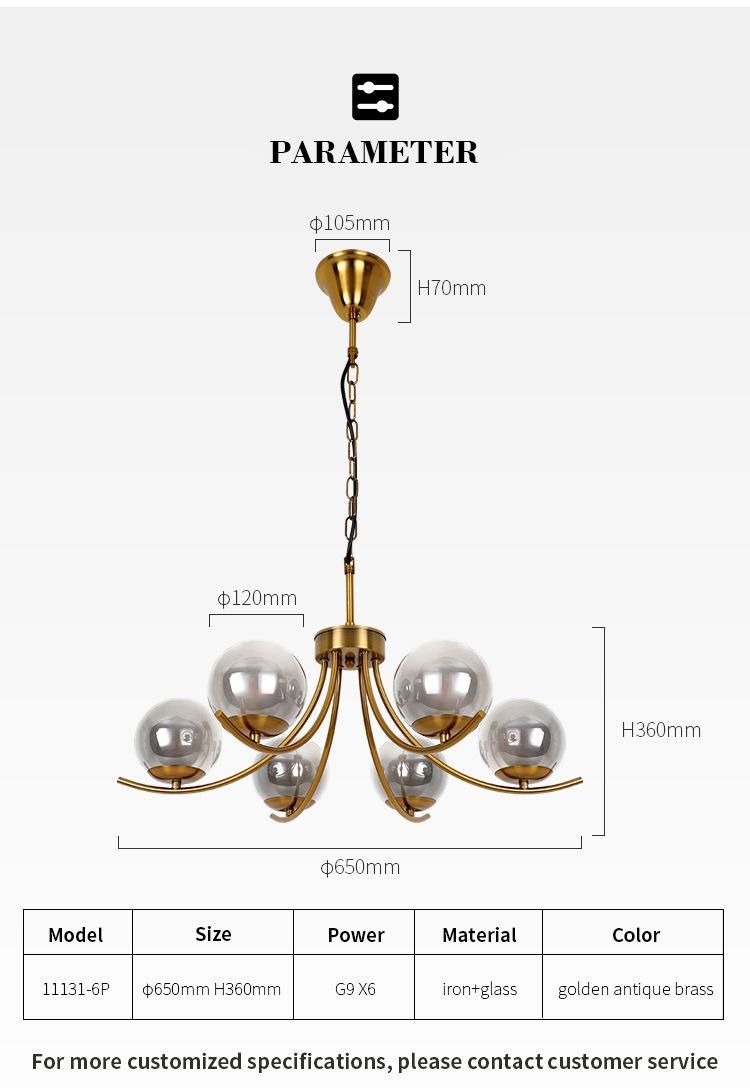 Modern European Style Round Glass LED Chandeliers Lighting for Living Room