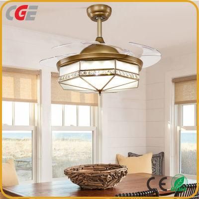 Ceiling Fan with Light Remote Control Crystal Luxury Ceiling Fan Telescopic Leaf