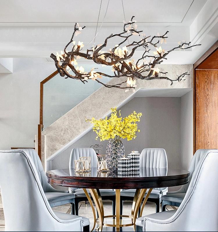 Chinese Style Dining Room Light with Brass Branch Plum Chandelier