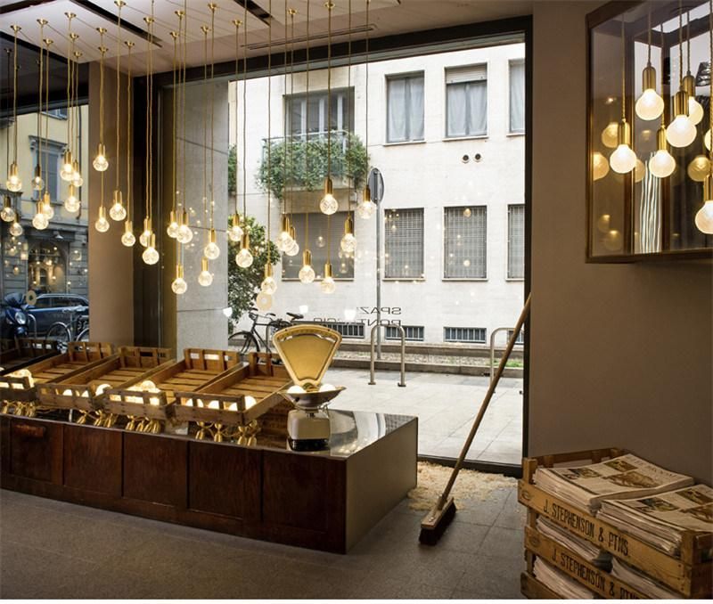 Mini Vintage Lighting Fixtures Copper Glass Restaurant Pendant Lights