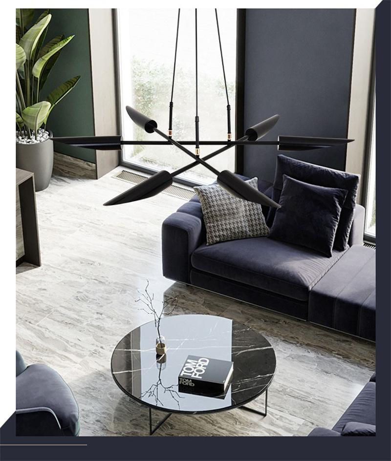 Nordic Postmodern Simple Creative Living Room Dining Room Lamps Atmosphere Metal Inclined Mouth Industrial Wind Aircraft Art Chandelier