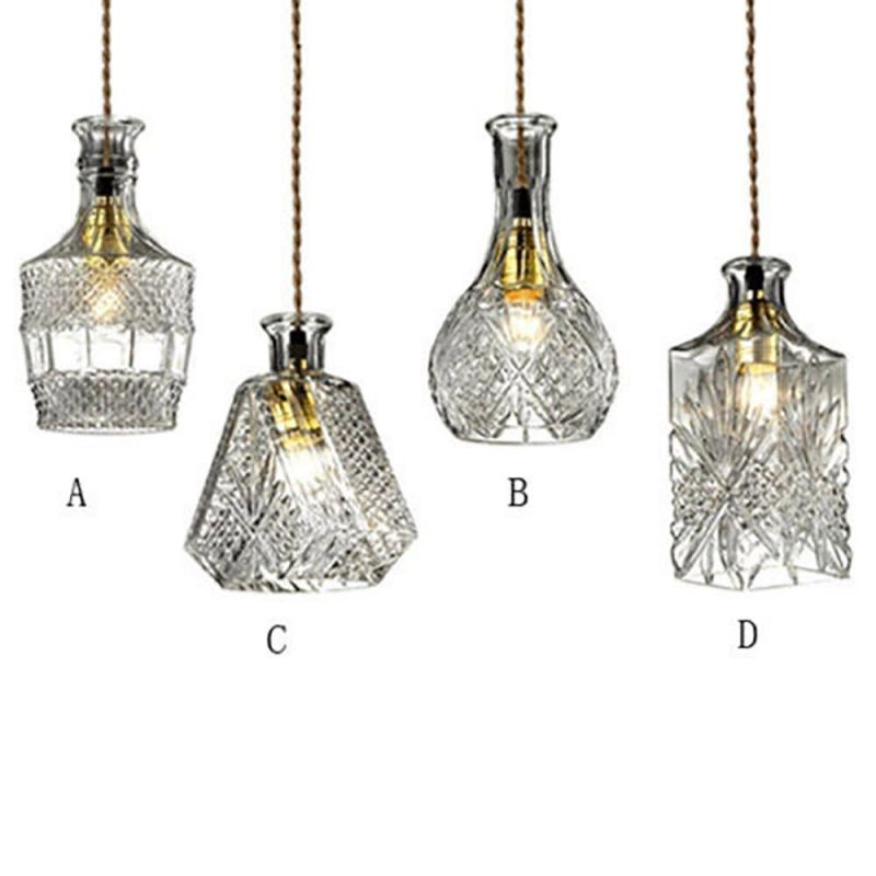 Creative Retro Pendant Light for Bar Living Room Bedroom Freya Classic Elegant Carved Glass Pendant Light (WH-AP-321)