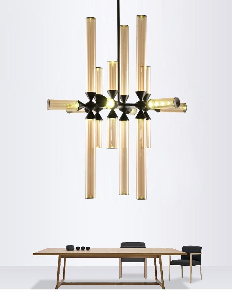 Modern Living Room Black Glass Hanging Chandelier Pendant Lamp