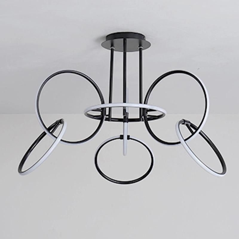 Circle Metal Ceiling Light Luxury Dining Room Lamp Canteen Livingroom Light