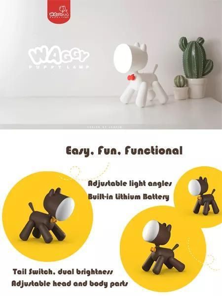 LED Dalmatier Portable Animal Light Table Lamp Rechargeable Features as Christmas Lights