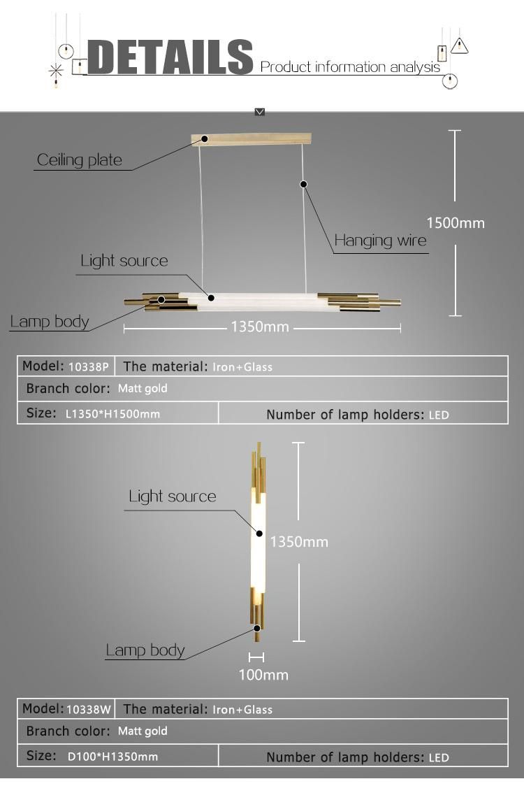 New Product Modern Dining Room Lighting Glass Tube LED Pendant Light