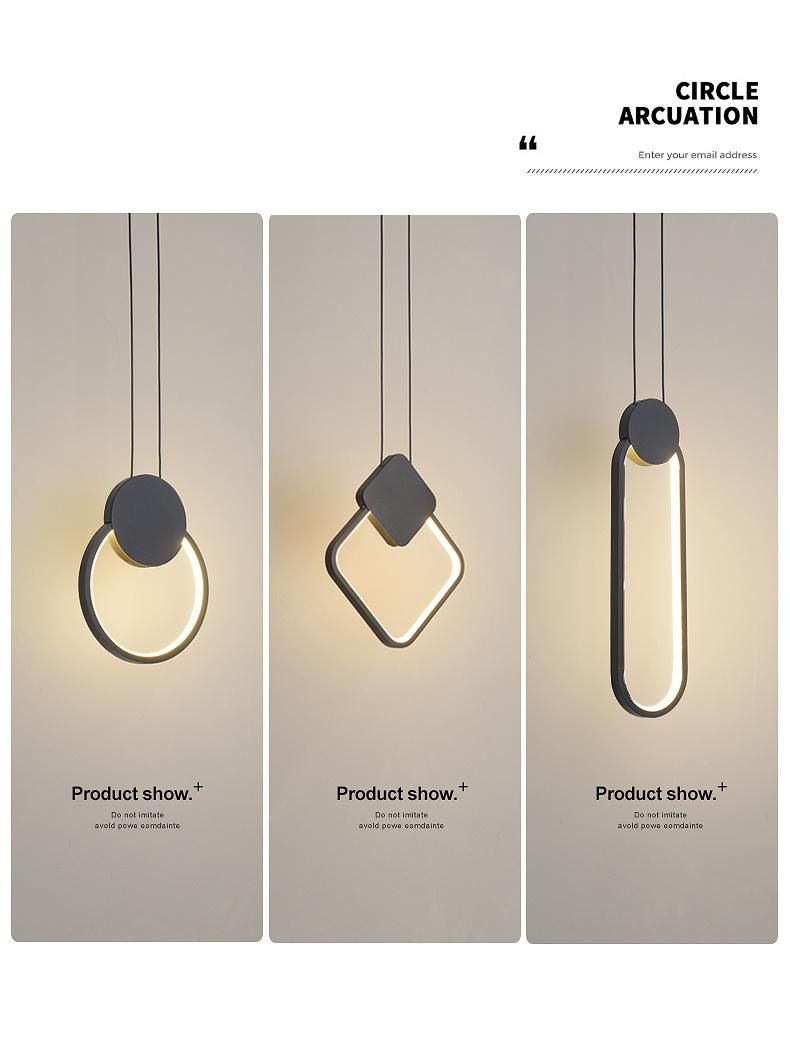 Modern Line Pendant Lamp Coffee Bedside Background Brandyn Minimalistic Frame Pendant Lamp (WH-AP-289)