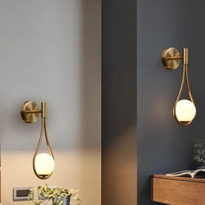 Nordic Living Room Background Bedroom Bedside Lamp All Copper Wall Lamp