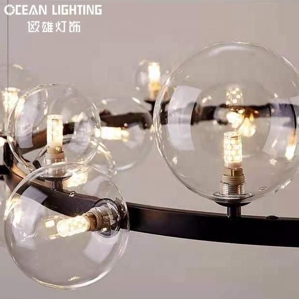 Indoor Ocean Lamp Living Room Modern Iron Black Glass G9 Bulbs Chandelier Pendant Lighting