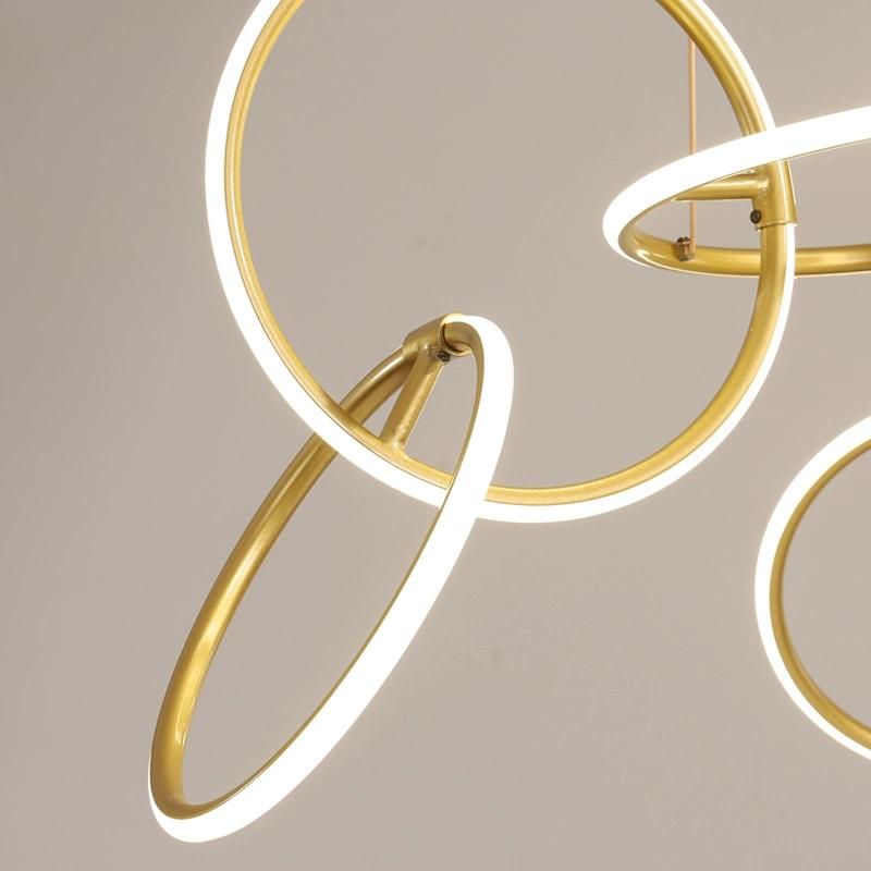 Circle Metal Ceiling Light Luxury Dining Room Lamp Canteen Livingroom Light