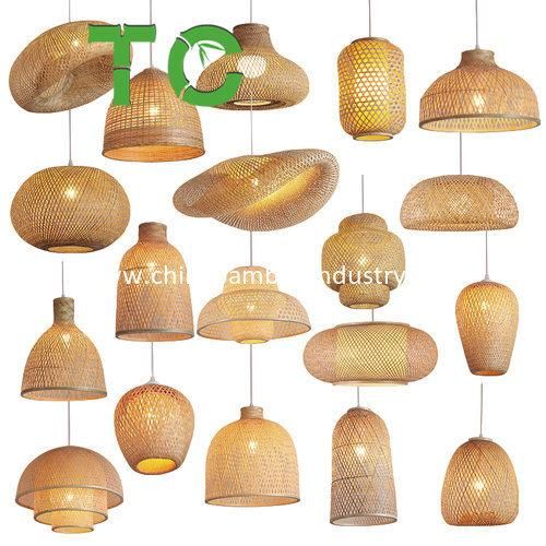 Wholesale Bamboo Pendant Lamp Bamboo Ceiling Lighting Fixture Retro Chandelier Hanging Light Woven Ceiling Lamp