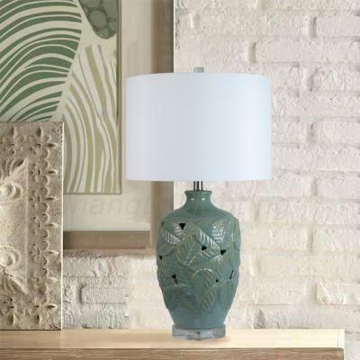 American Classic Leaf Pattern Ceramic Hollow Table Lamp American Country Nordic New Chinese Table Lamp Manufacture