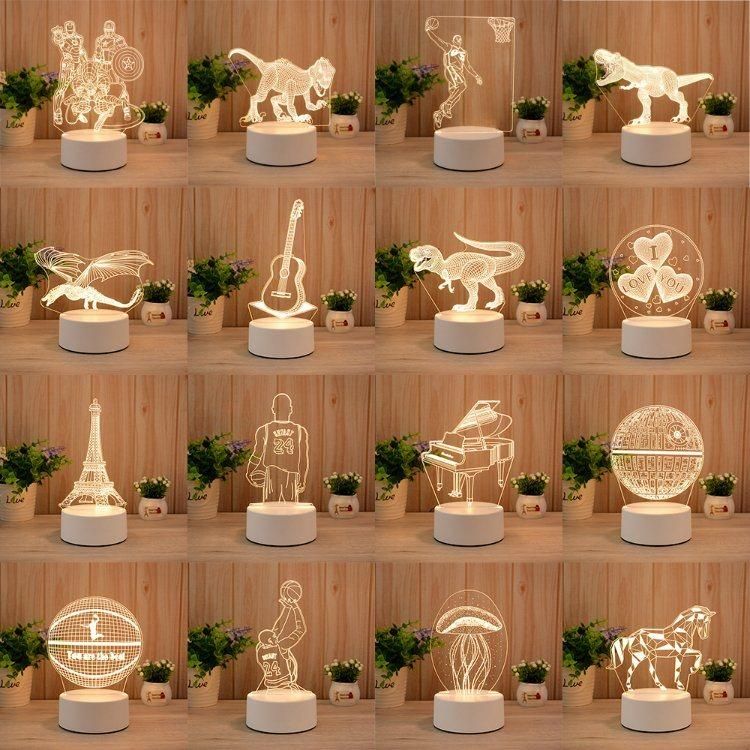 Creative Bedroom Cartoon Kids USB Bedside Lamp Table Lamp Holiday Gift Small LED 3D Night Light