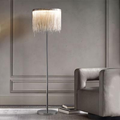 Living Room Bedroom Tassel Floor Lamp Aluminum Chain Silver Floor Light Villa Floor Standing Light (WH-MFL-122)