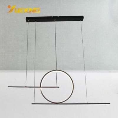 King Style High Quality OEM ODM Modern Design Strip Iron Hanging Lamp Round Circle Indoor Living Room Pendant Lamp