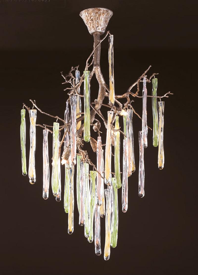 European Villa Stairs Copper Crystal Glass Chandeliers Lighting