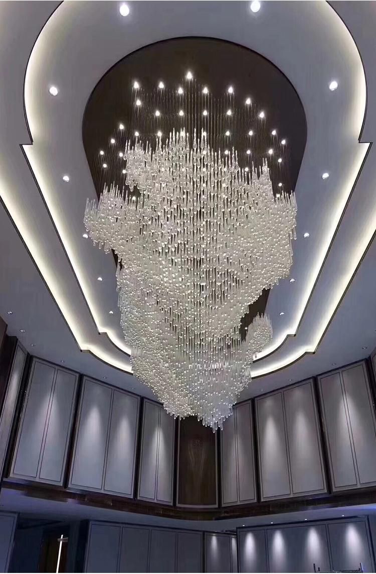 Nordic Style Banquet Hall Villa Weeding Big Luxury Glass Custom Chandelier Light