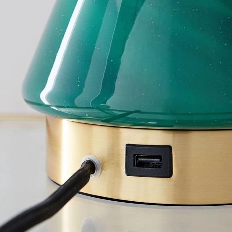 Modern Simplicity Nordic Style Lamp USB Charging Function Desk Lamp Hotel Room Resin Base Lamp