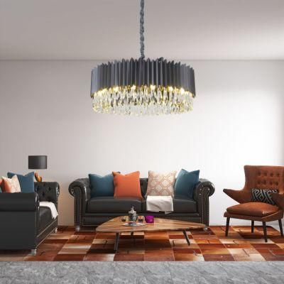 Chandelier Pendant Lights Hotel Modern Lustre Moderne De Luxe Elegant Luxury K9 Crystal Metal Chain LED Living Room Hanging Lamp