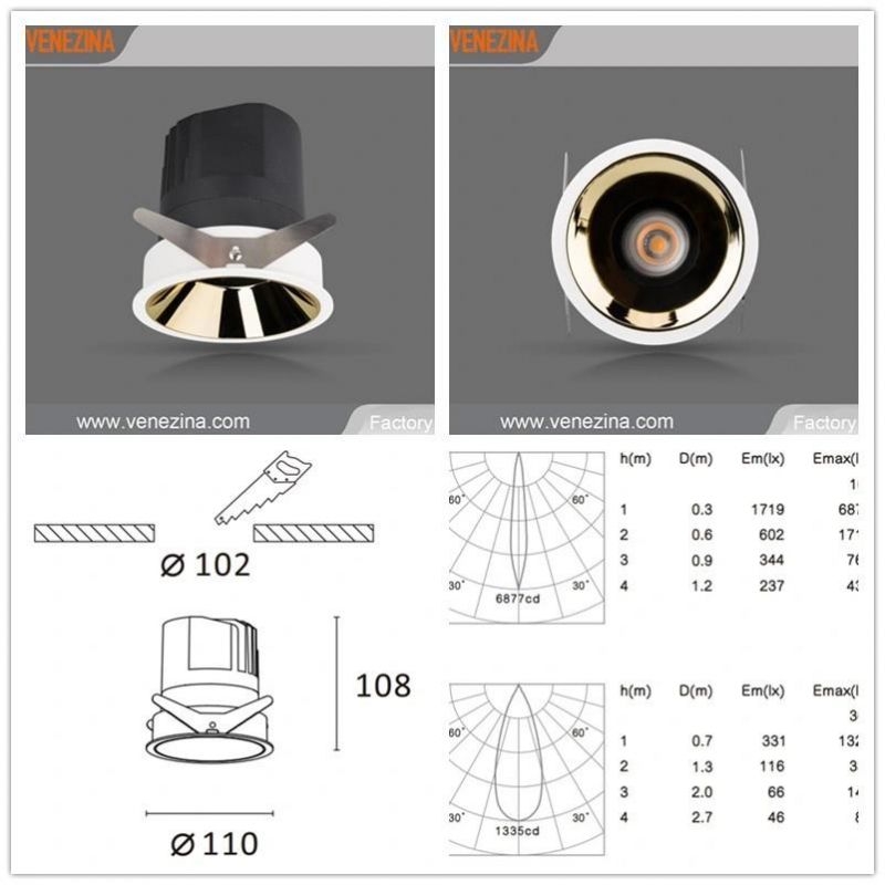 New Design Golden Reflector 6W-20W Downlight