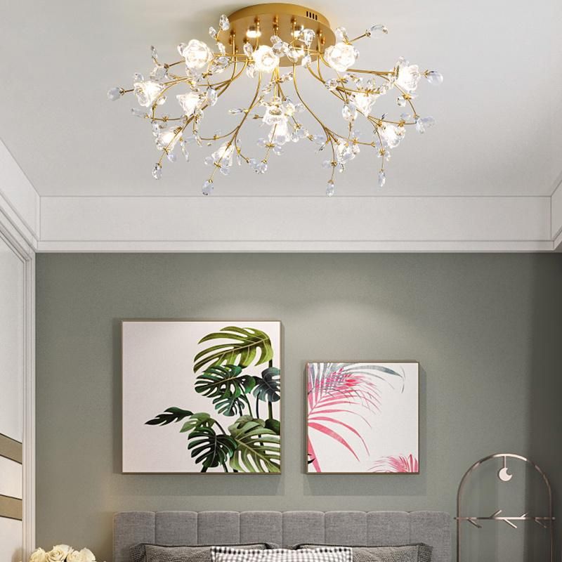 Crystal Living Room Lamp Dining Room Bedroom LED Round Lamp Simple Creative Ceiling Light