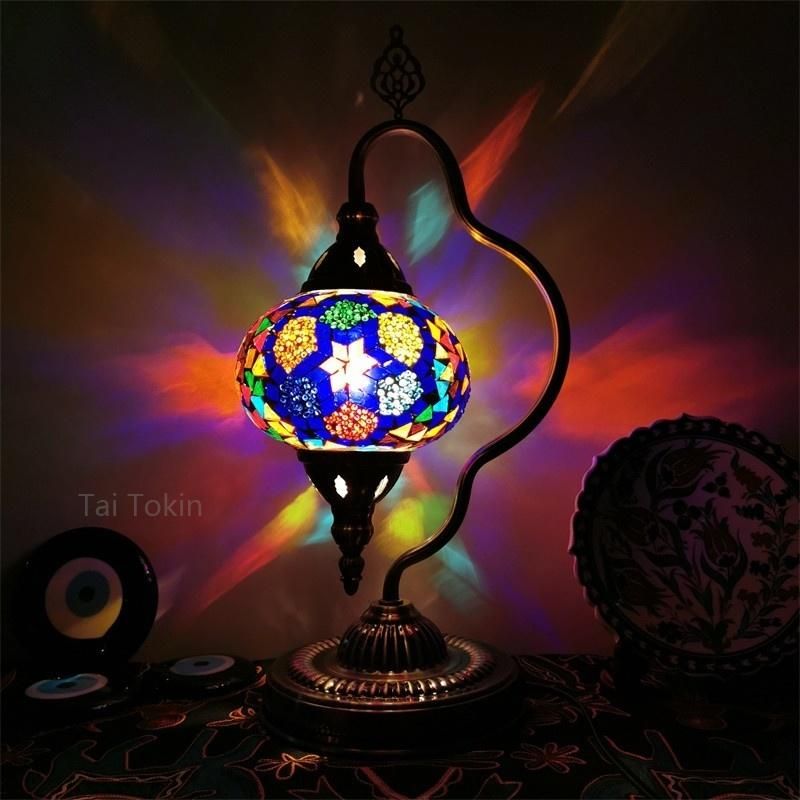 E14 Hand-Inlaid Glass Mosaic Bedroom Living Room Decorative Restaurant Table Light (WH-VTB-16)