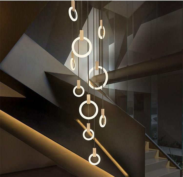Circular Simple Chandelier Living Room Dining Room Bedroom Bedside Duplex Building Lamp Pendant Lighting Dining Room