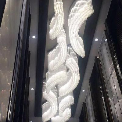 Large Lamp Stair Glass Hanging Modern Luxury White Gold LED Chandelier Light