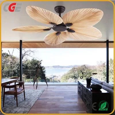 Southeast Asia Fan Lamp Traditional Ceiling Fan Lamp Handmade Leaf Decoration Ceiling Fan