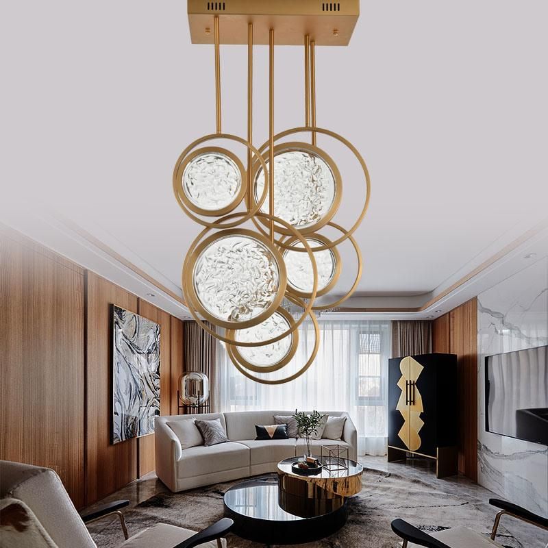 Modern Gold Ring Crystal Ceiling Lamp Minimalist Glass Pendant Light