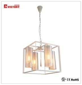 Modern Indoor White Metal and Glass with 4lights Hanging Pendant Lamp