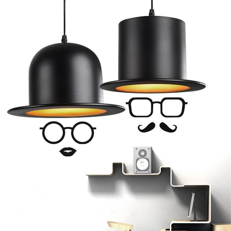 Industrial Hat Chandelier Clothing Shop Cafe Creative Single Head Lamp Restaurant Bar Black Chandelier (WH-VP-85)