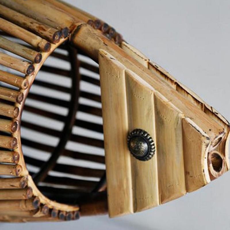 Fish Pendant Lamps Handmade Wood Weaving Pendant Light Hanging Lamp (WH-WP-46)
