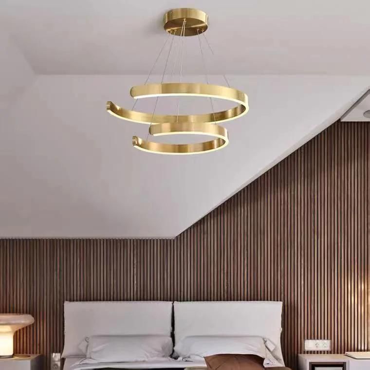 Modern Brass LED Round Pendant Lamp Chandelier