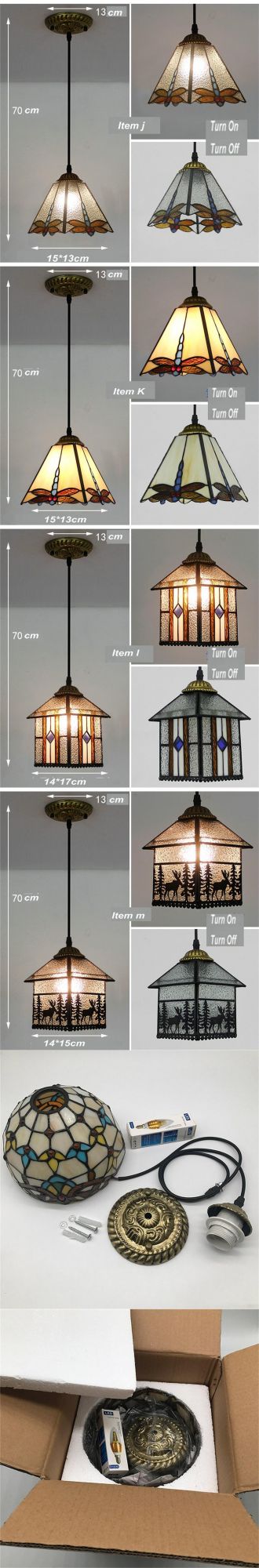 Tiffany Stained Glass Pendant Lights Vintage Mediterranean LED Kitchen Hanging Lamp Dining Room Stair Bar Home Lighting Fixtures