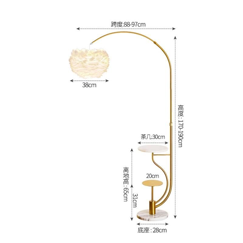 Romantic Feather Floor Lamp, Sofa Vertical Table Lamp for Living Room Bedroom Bedside Lamp (WH-MFL-87)