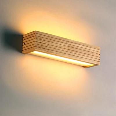 Japanese Style LED Lamp Oak Wooden Wall Lamp Nordic Solid Wood Mirror Nordic Wooden Wall Lamp (WH-OR-62)