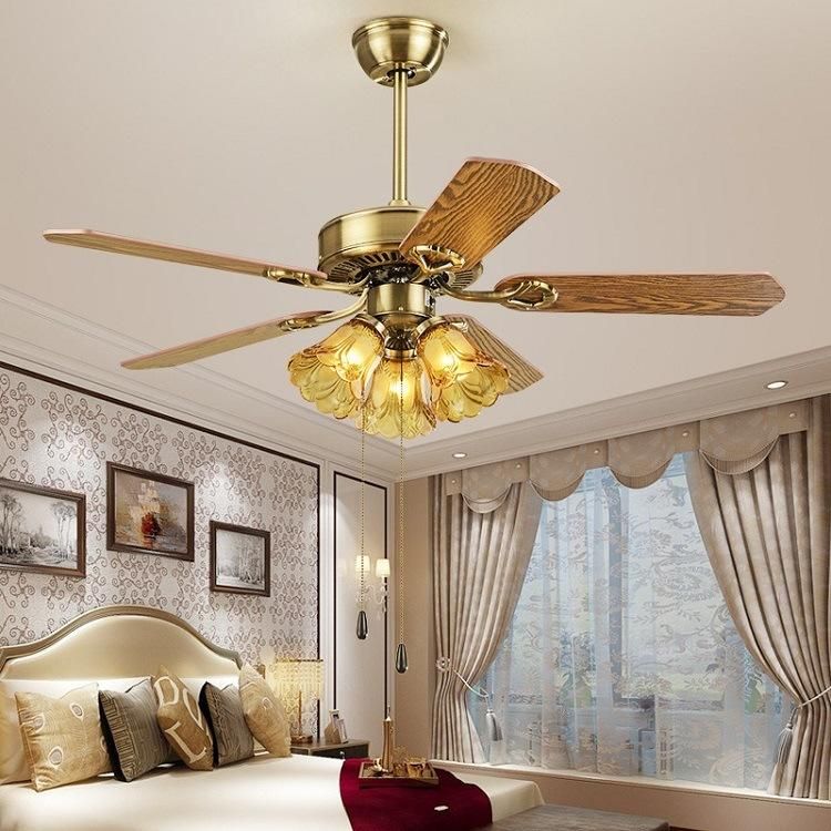 Fan Ceiling with Light Living Room Antique Dining Room Fans Ceiling Light 52inch Ceiling Fan European-Style Living Room Bedroom Lamp