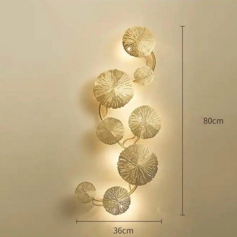 Light Luxury Indoor Wall Lamp Bedside Bedroom Living Room Stairs Aisle Corridor Background Decorative Light Lotus Leaf Lamp